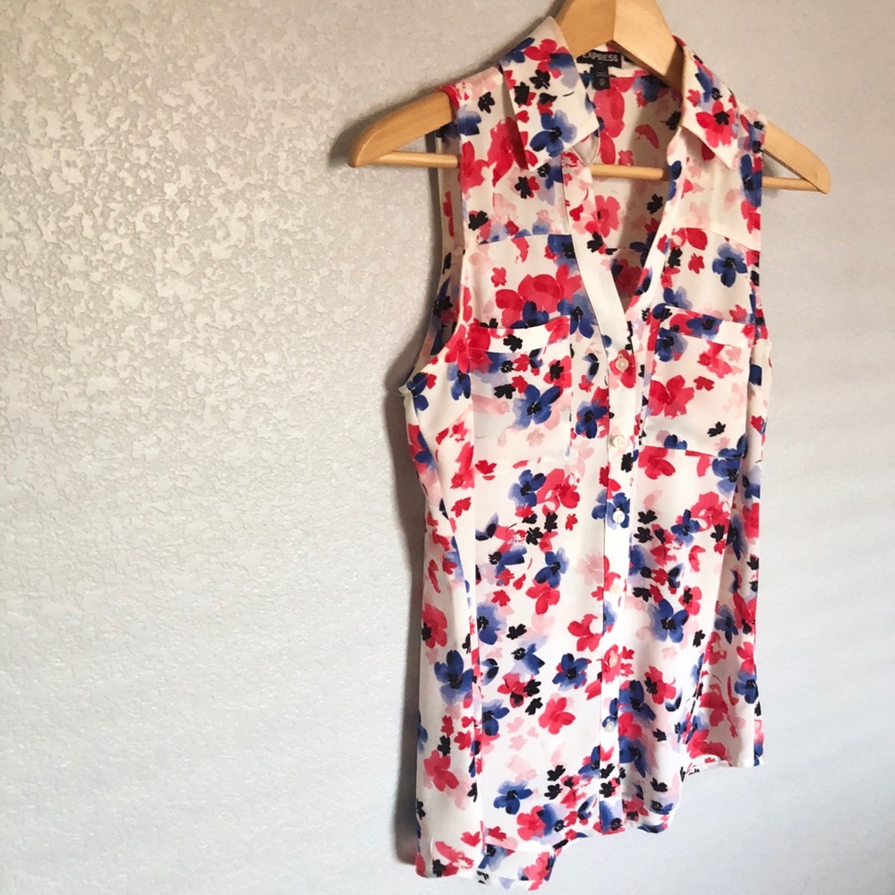 EXPRESS FLORAL SLEEVELESS TOP - Picture 3 of 4